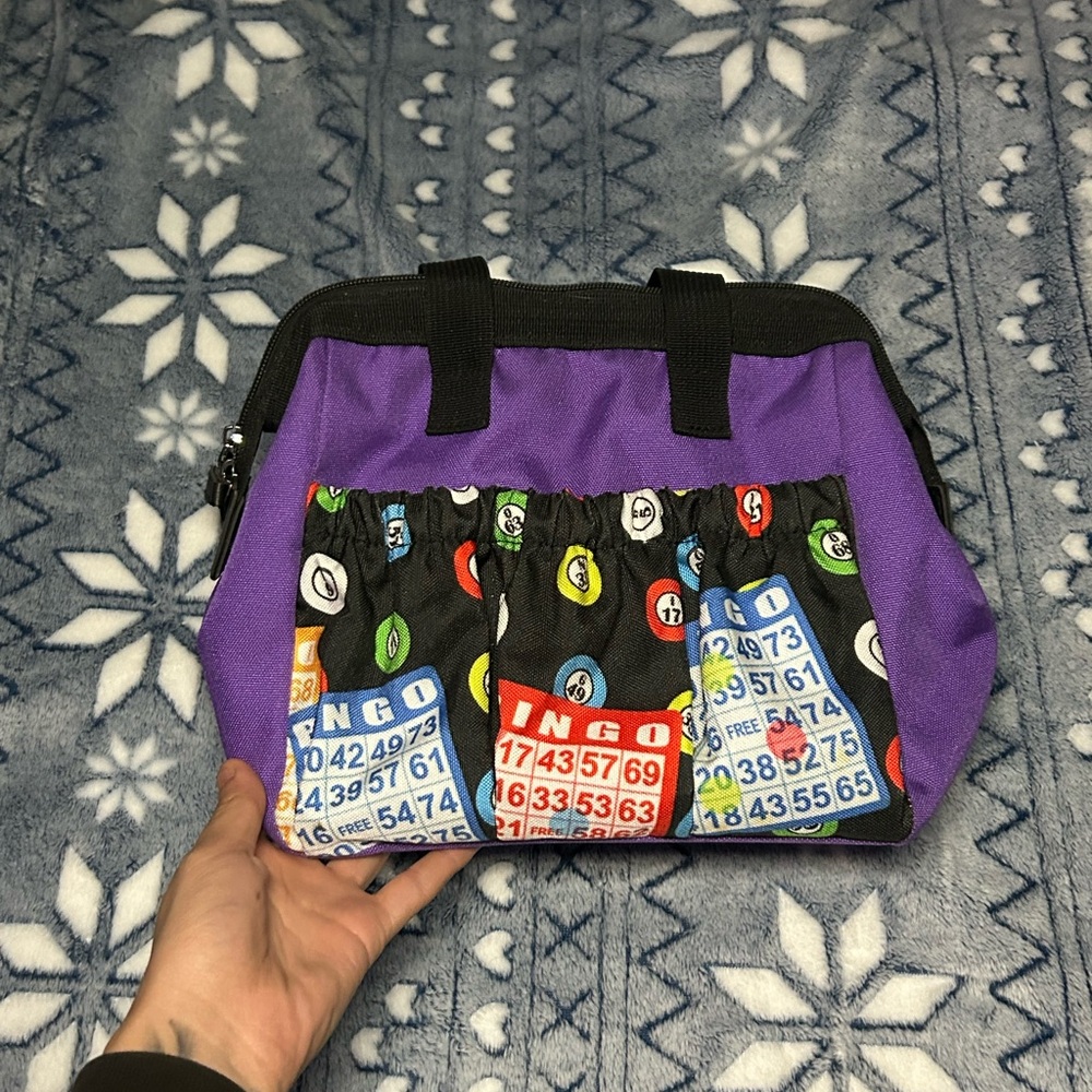 Vibrant Purple Bingo Pattern Tote Bag